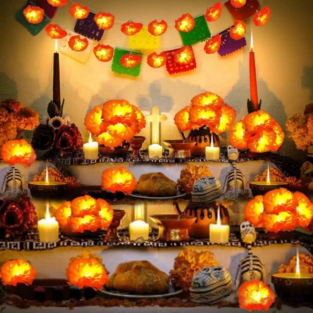 Halloween Led String Lights Orange - Kadınteknesi Çiçeği LED Işık Zinciri, Cadılar