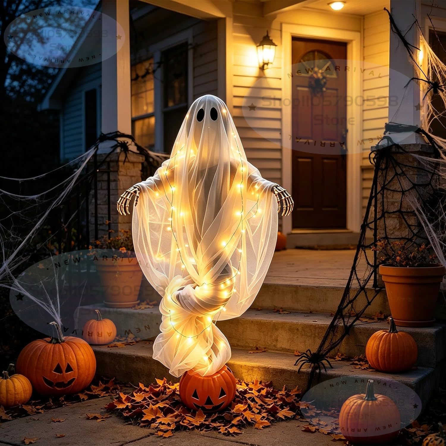 Halloween Pumpkin Decor Led - 2026 Model, Rüzgarla Dönen Hayalet Kabak