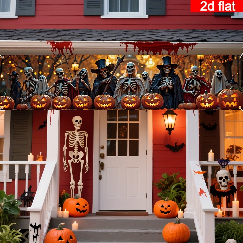 Halloween Skeleton Decoration - Cadılar Bayramı İskelet Hayalet Çit Afişi,
