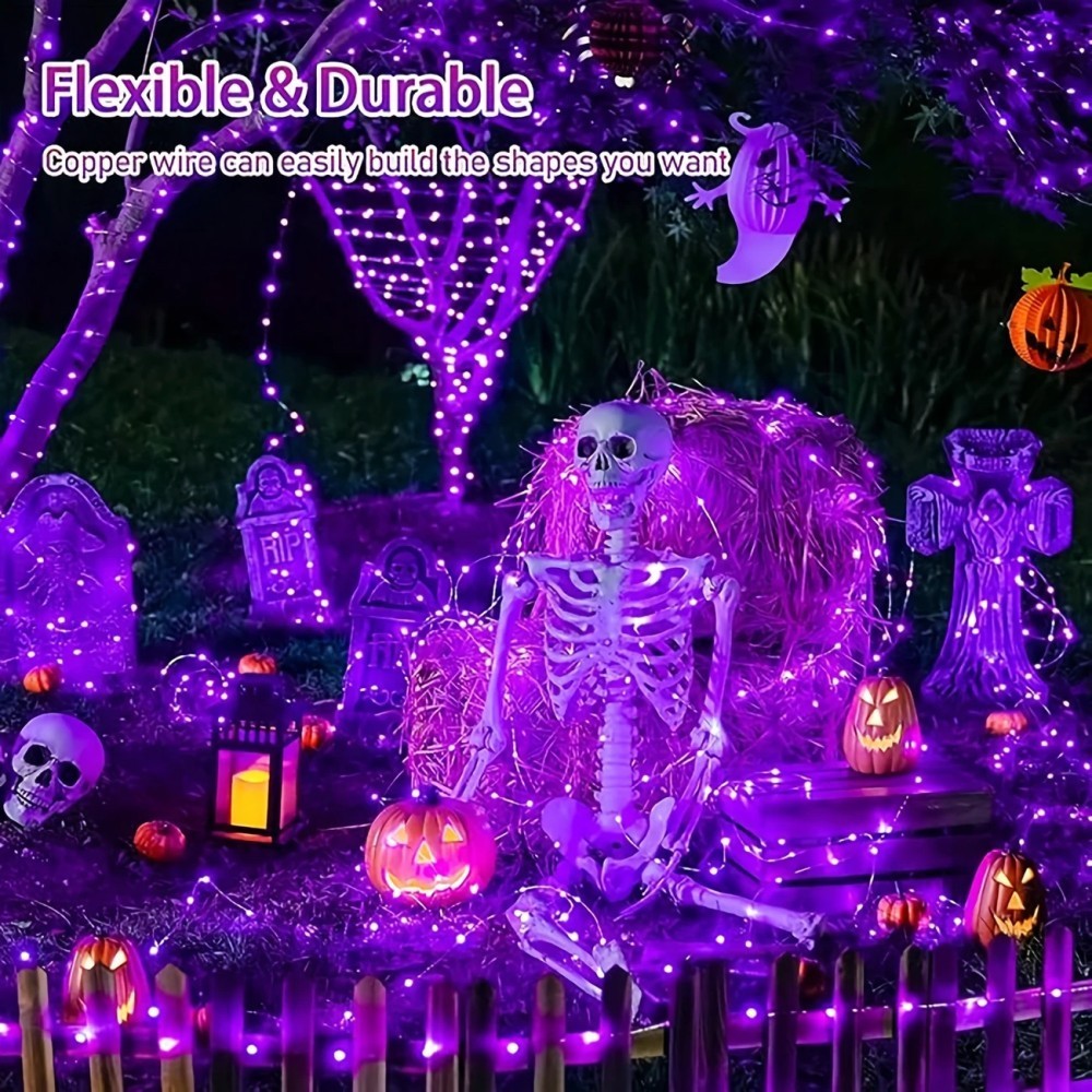 Halloween Led String Lights Orange - 1 adet 12M100LED cadılar bayramı güneş