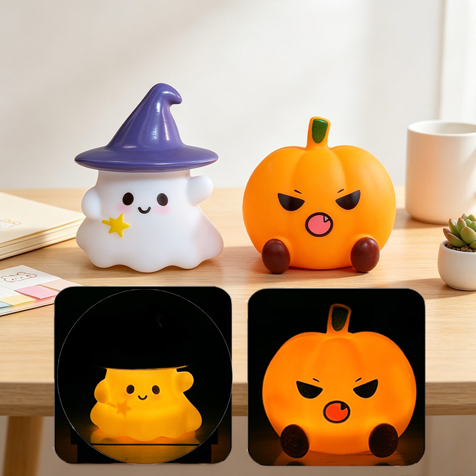 Halloween Pumpkin Decor Led - Kawaii Cadı Hayalet Balkabağı Silikon Gece
