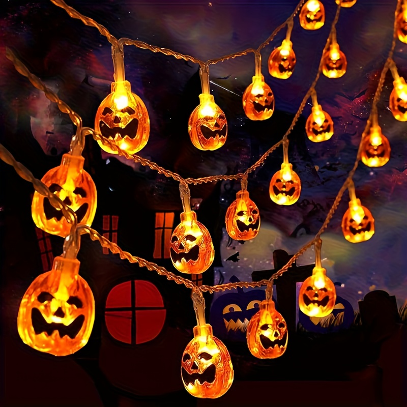 Halloween Led String Lights Orange - 59/118in 10/20LEDs Gülümseyen Balkabağı Dize Işıkları