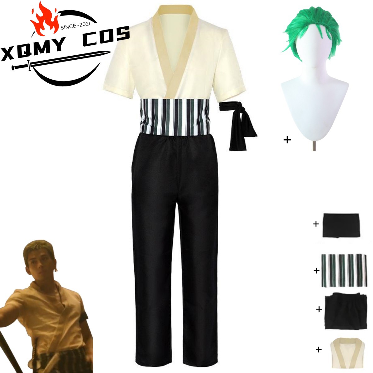 Halloween Costume Kids - XqNew Anime Film Roronoa Zoro Cosplay
