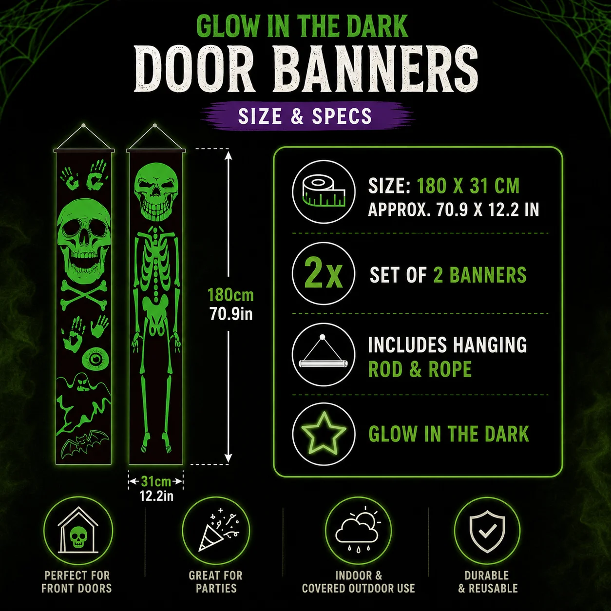 2 adet Karanlıkta Parlayan Cad - Halloween Skeleton Decoration incelemesi ve fiyatı
