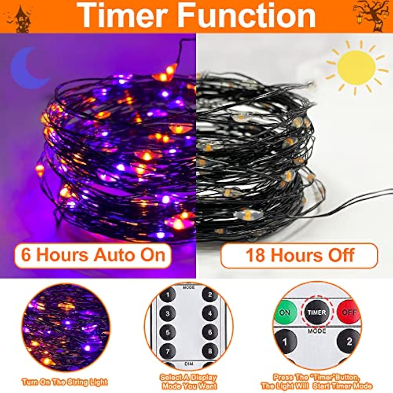 30M/60M mor ve turuncu cadılar - Halloween Led String Lights Orange incelemesi ve fiyatı